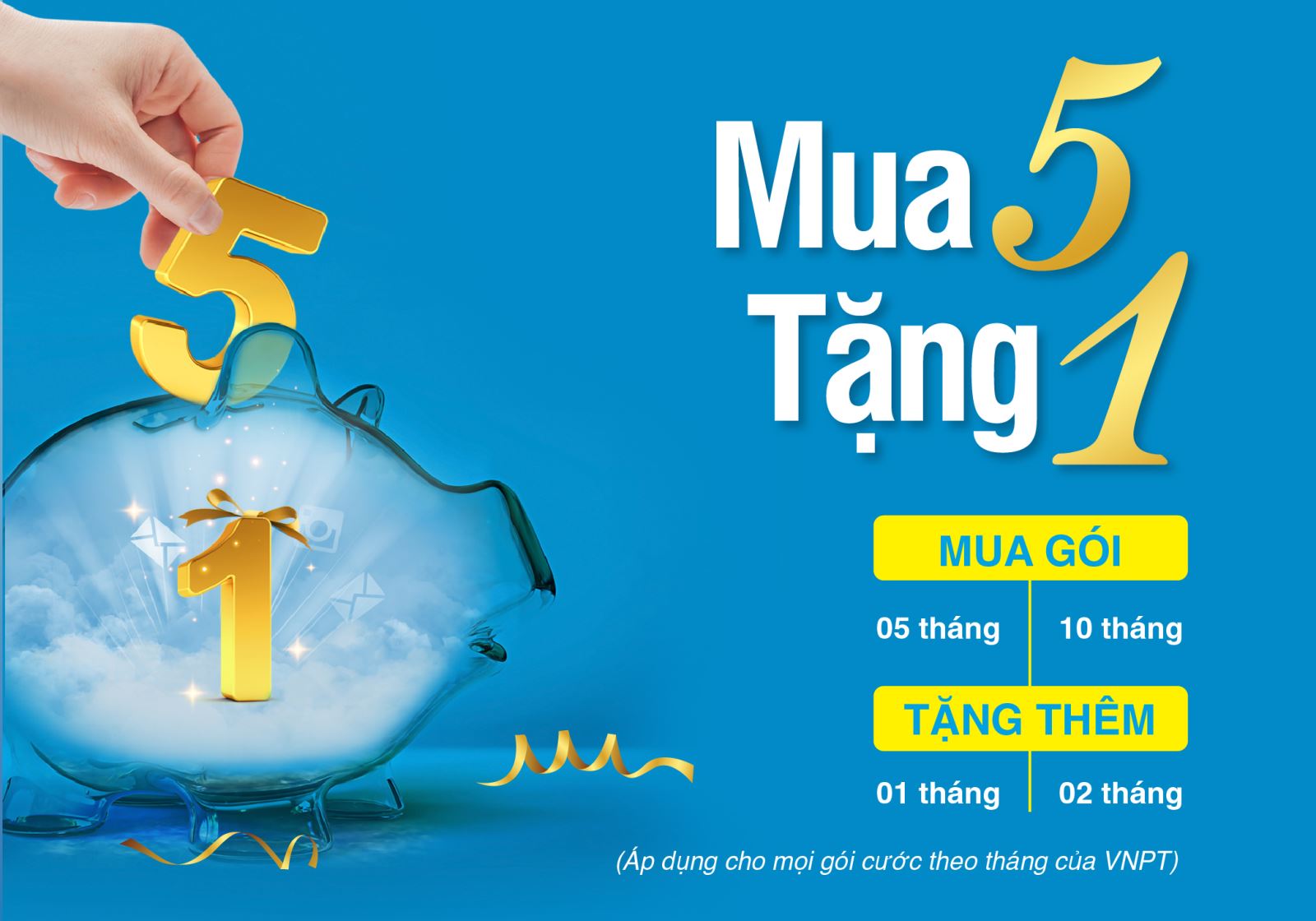 VNPT khuyến mại "Mua 5 tặng 1" cho thuê bao tháng