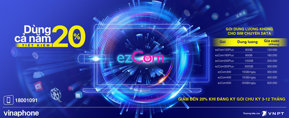 hàng loạt gói Data ezCom giá rẻ tiết kiệm