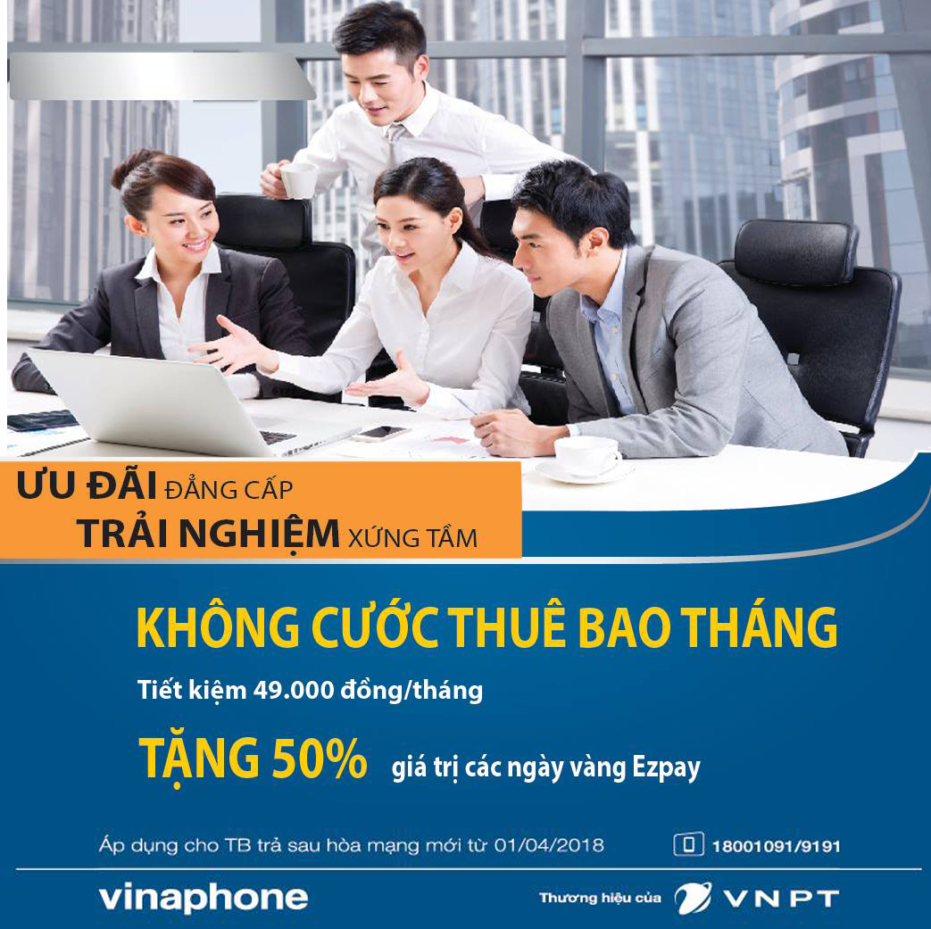 3 gói cước VinaPhone Thương gia mới miễn cước thuê bao tháng  1