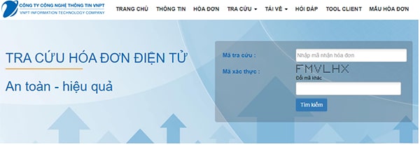 Vào trang tra cứu hóa đơn điện tử VNPT được cung cấp theo email 