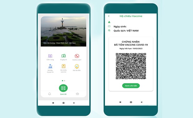 Mẫu hộ chiếu vaccine hiển thị trên ứng dụng PC Covid-19. 