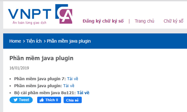 Tải Java Plugin để sử dụng VNPT CA thuận tiện hơn