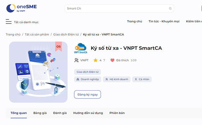 Đăng ký chữ ký số cho doanh nghiệp trên VNPT oneSME