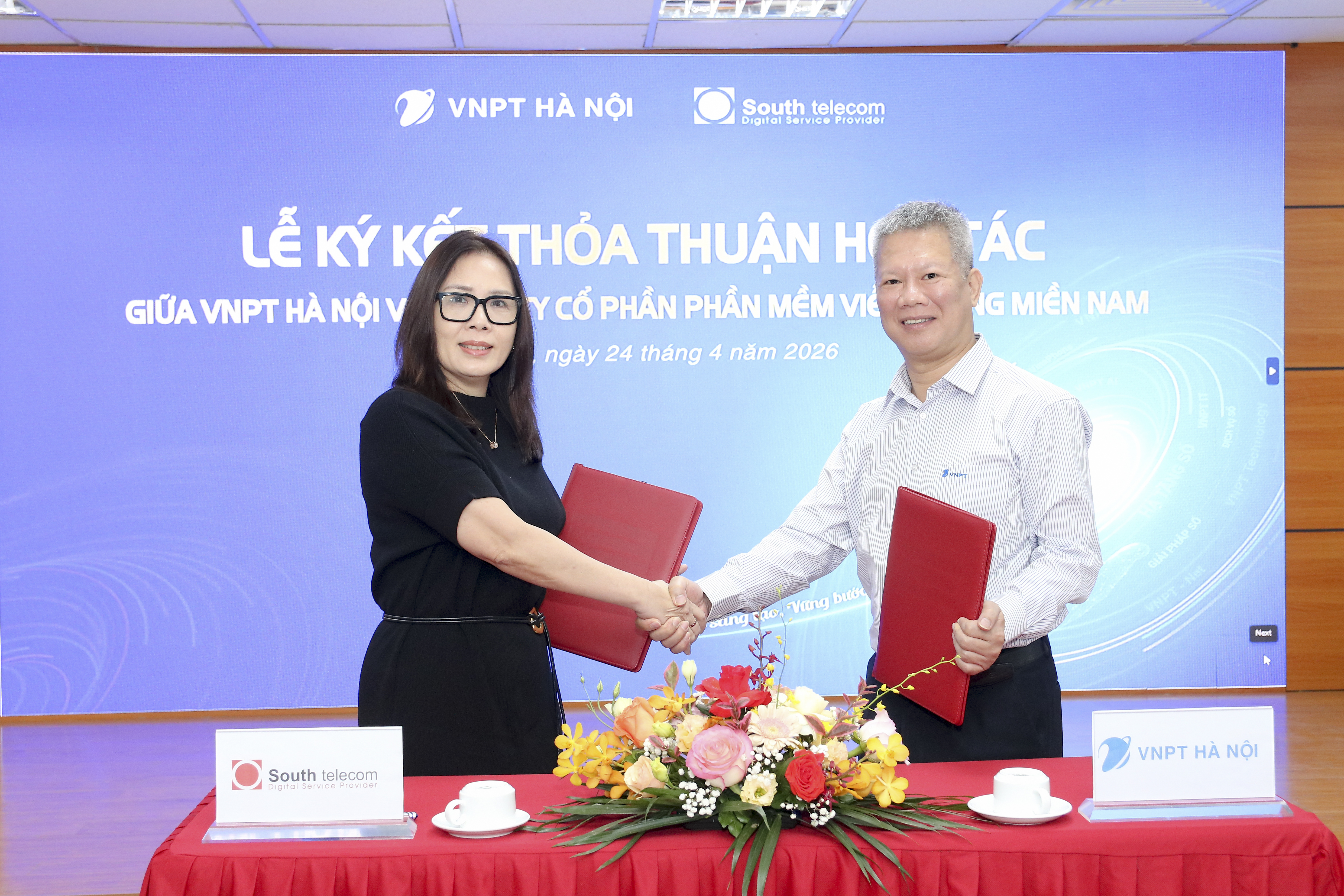 VNPT Hà Nội ký kết hợp tác với South Telecom